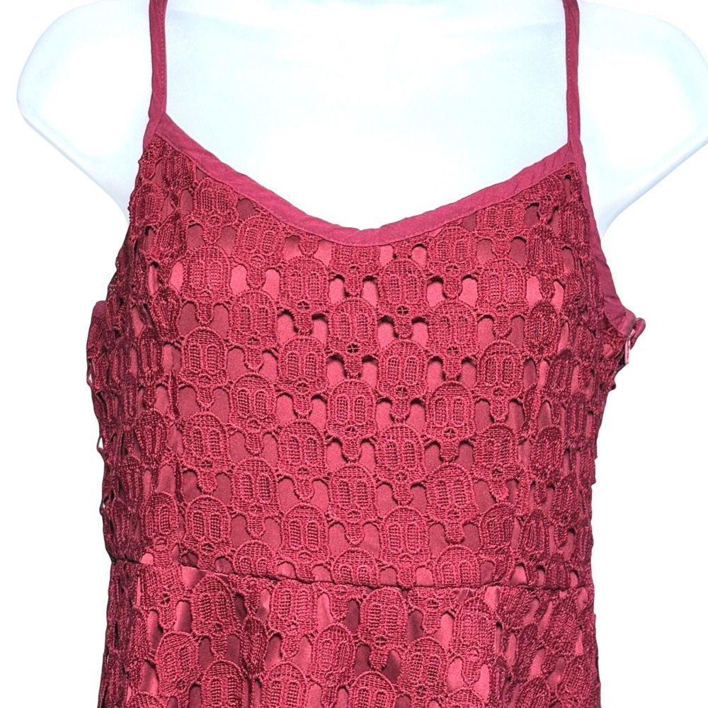 Hot Topic Med Skull Burgundy Lace Fit Flare Sharkbite Gothic Sleeveless dress